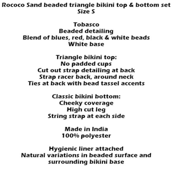 NWT Rococo Sand beaded bikini top & bottom set, S - Picture 8 of 16